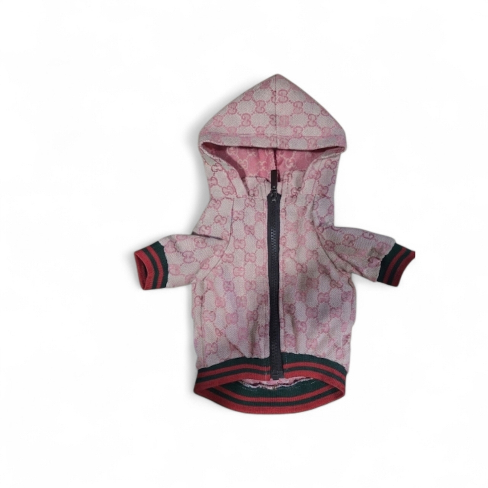 Gucci Pink Monogram Hooded Jacket